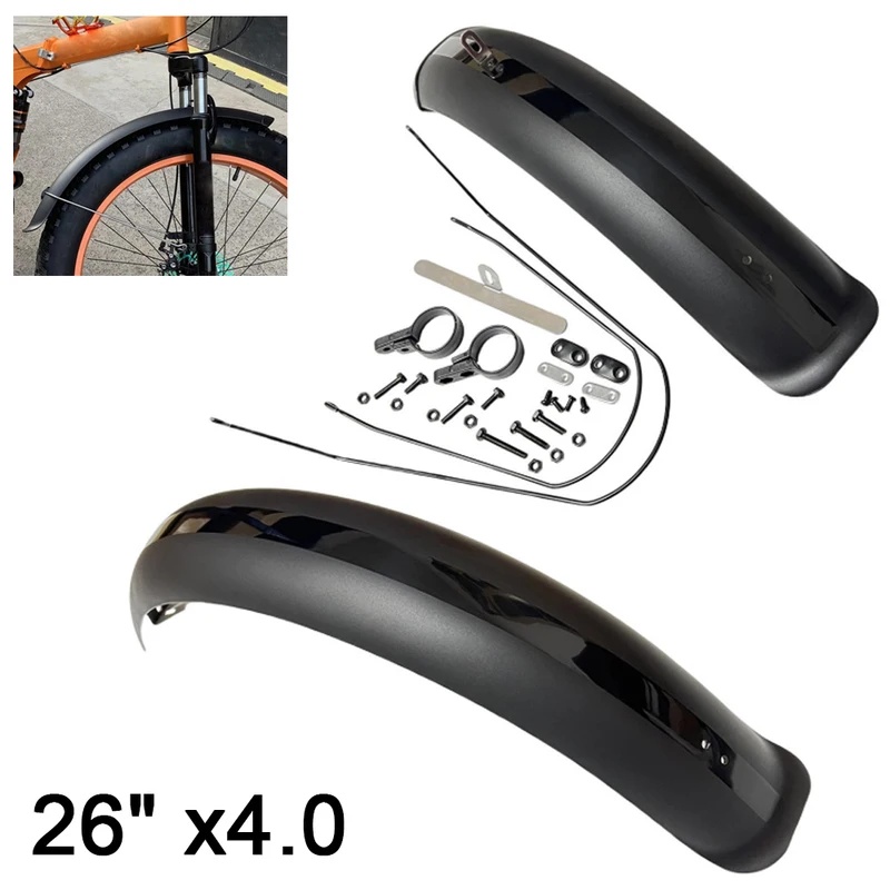 Fender Mudguard Set - ブラックバイクフェンダー ファットタイヤマッドガード フェンダーセット 26インチ×4.0 マッドガード 折りたたみ式スノーEバイク
