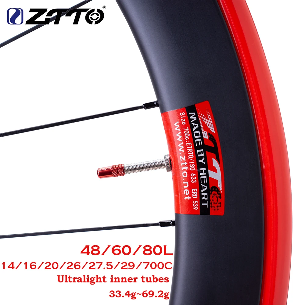 Inner Tube 700C - ZTTO-超軽量自転車インナーチューブ,700c,48mm, 60mm, 80mm,a/v,フレンチバルブ,14, 16, 20, 26,