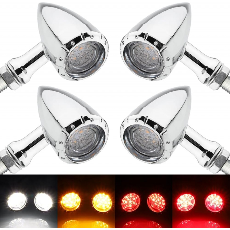 Bike Light Front Rear - オートバイ弾丸 LED フロントリアターンシグナルライト SMD ウインカーインジケータークルーザーチョッパーボバーカフェレーサーストリートバイク用
