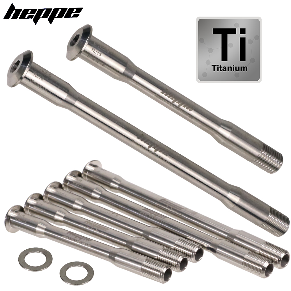 Bike Light Front Rear - HEPPE超軽量チタン合金スルーアクスルMTB/ロードバイクフロントリアスルーアクスルTC4チタンバイクシャフトフロントフォークリアハブスキュワー