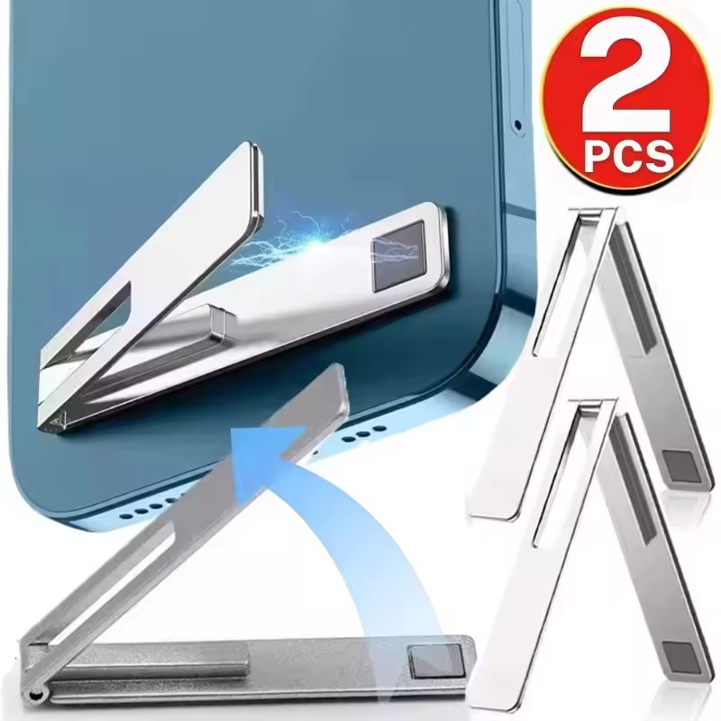 Kickstand Adjustable - 目に見えない超薄型磁気携帯電話ホルダー スタンド 金属合金製折りたたみ式携帯電話キックスタンド デスクトップタブレットブラケットサポート