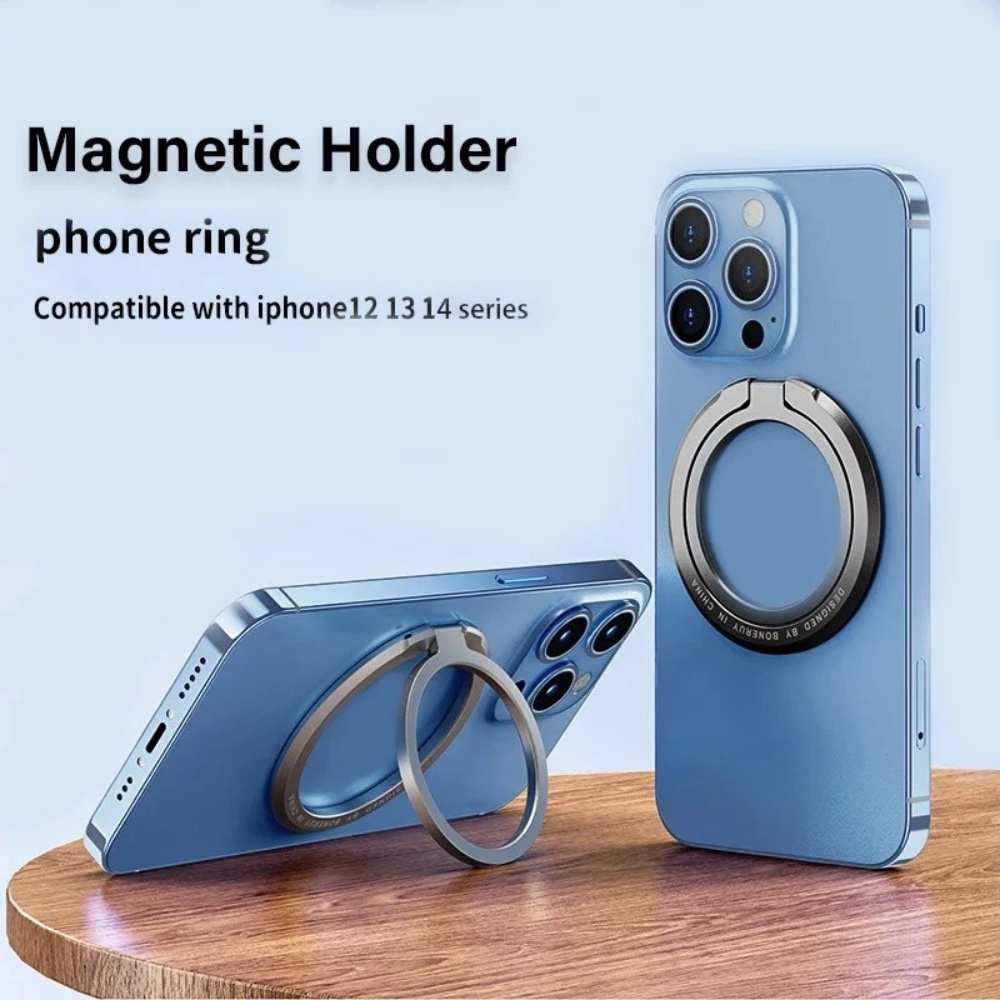 Kickstand Adjustable - iPhone、Samsung、Xiaomiに対応。磁力で固定できるスマートフォンリングホルダー。角度調整可能なグリップと、取り外し可能なスタンドが付属。