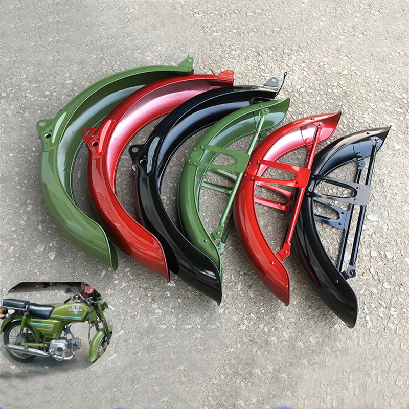 Fender Mudguard Set - ホンダ、ジアリン、リファン、ダユン、QJモーターJH70、CD70、C70、ST70、JL70、DY70用バイクマッドガードセット、金属製スチール製マッドガードホイールフェンダー