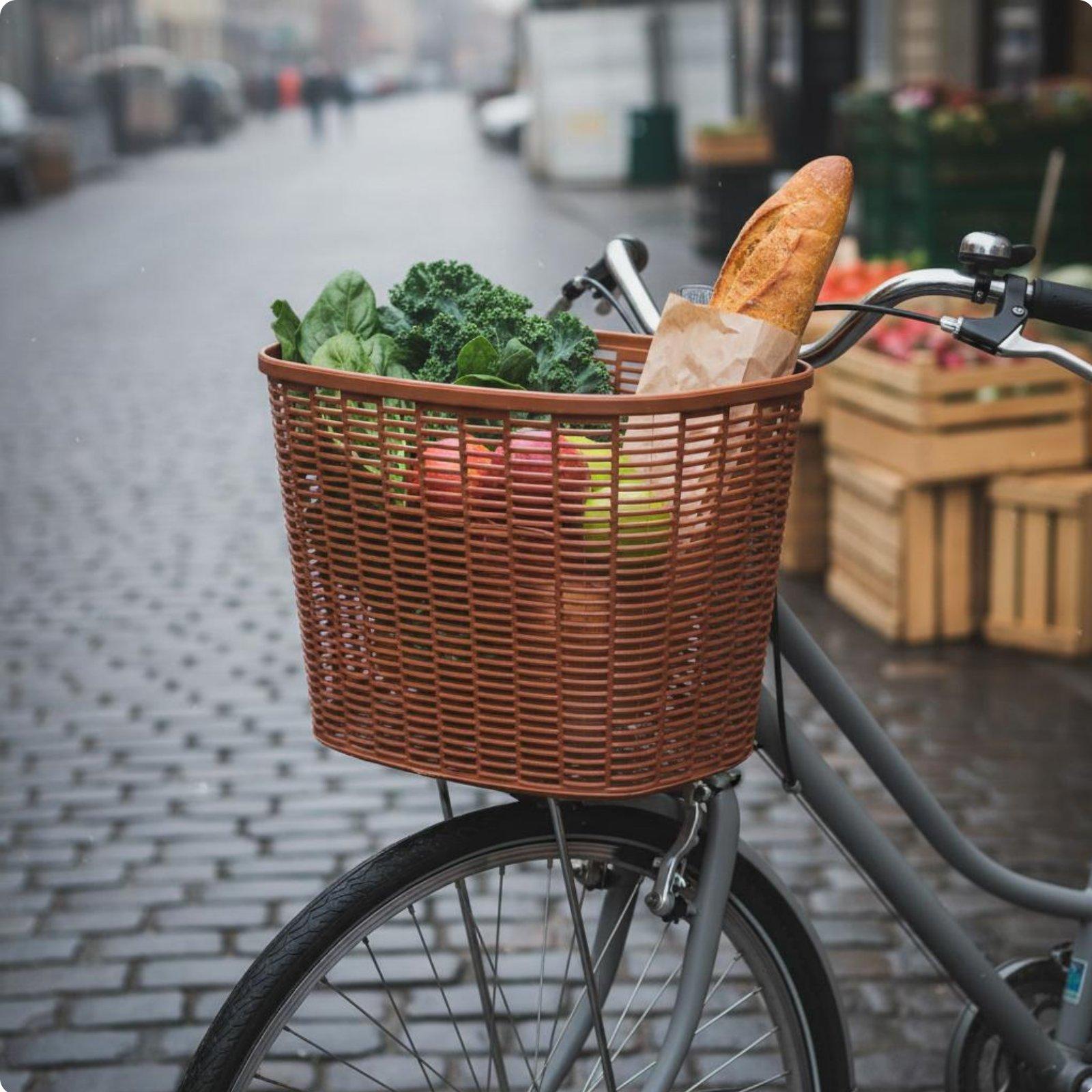 広々としたサイクルバスケット。フロントハンドルに取り付け可能 - Cycling Commute Essentials のレビューと価格
