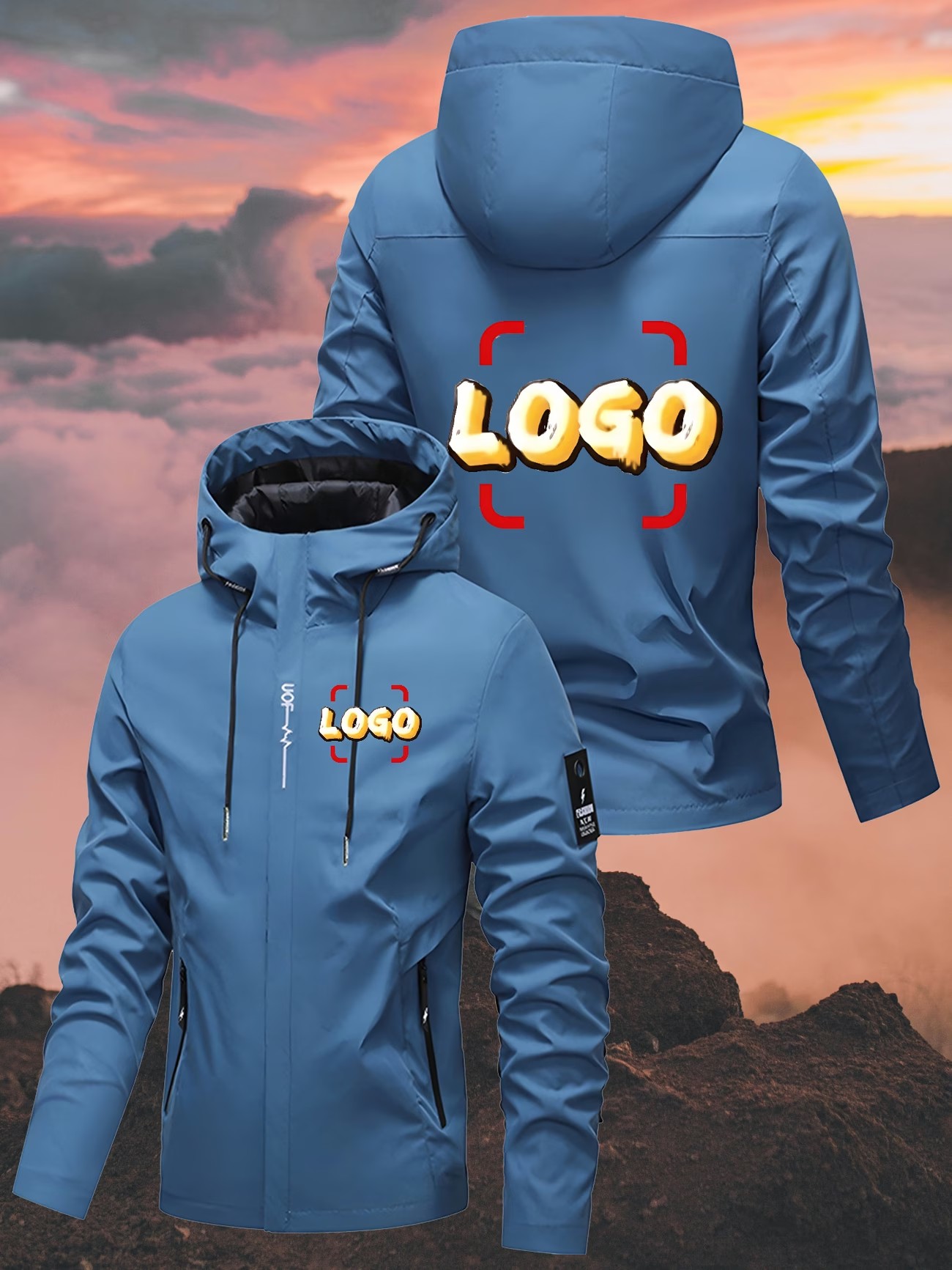 【男女兼用、オーダーメイドの防風ジャケット】ロゴ、テキスト、 - Cycling Commute Jacket のレビューと価格