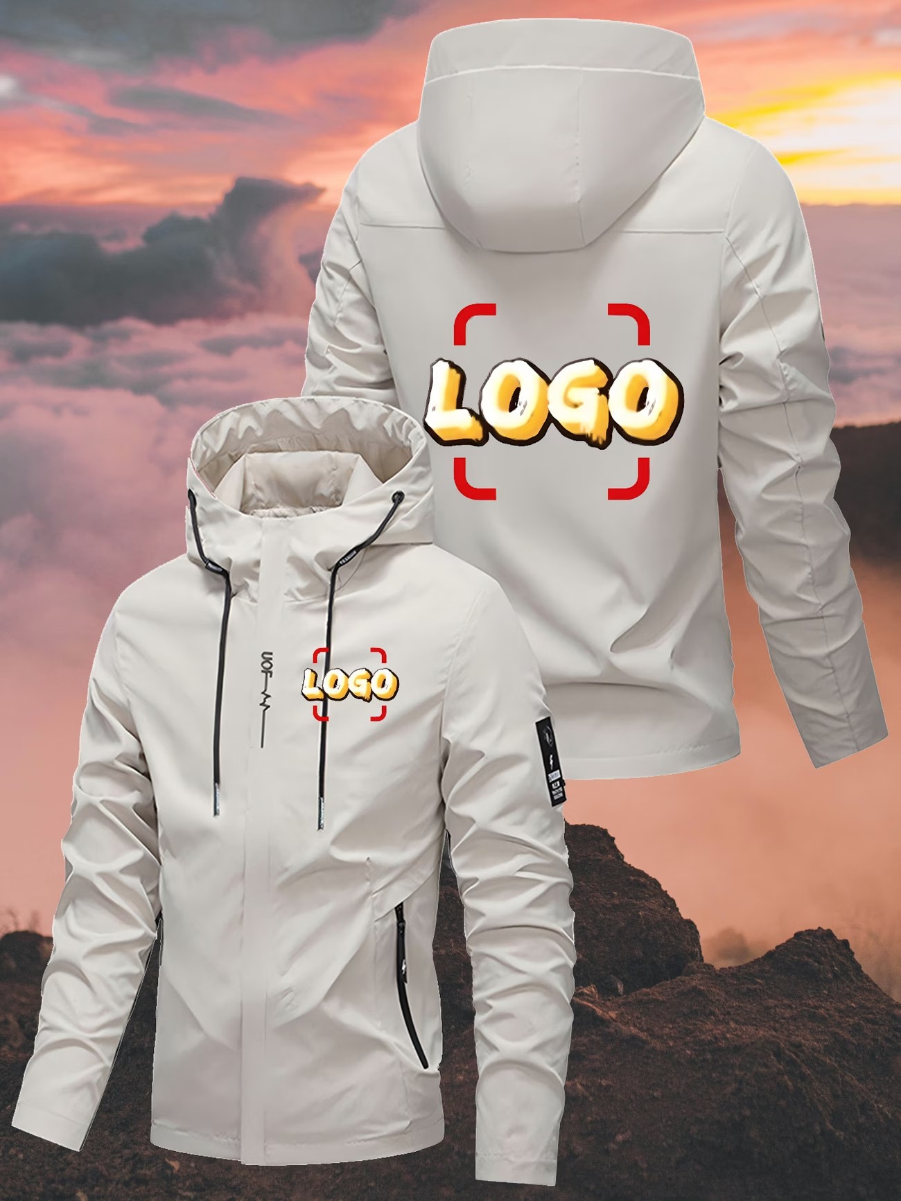 【男女兼用、オーダーメイドの防風ジャケット】ロゴ、テキスト、 - Cycling Commute Jacket のレビューと価格