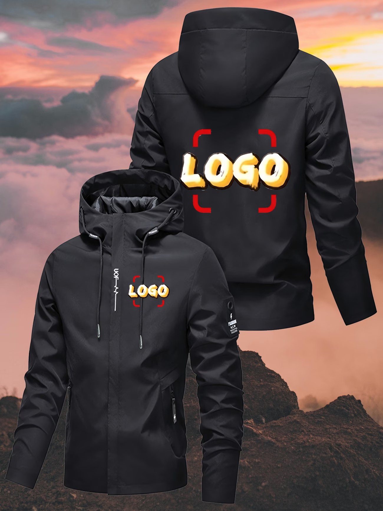 【男女兼用、オーダーメイドの防風ジャケット】ロゴ、テキスト、 - Cycling Commute Jacket のレビューと価格