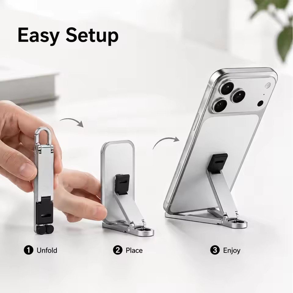 ミニキーチェーン折りたたみ式携帯電話背面クリップスタンド、ポ - Kickstand Adjustable のレビューと価格