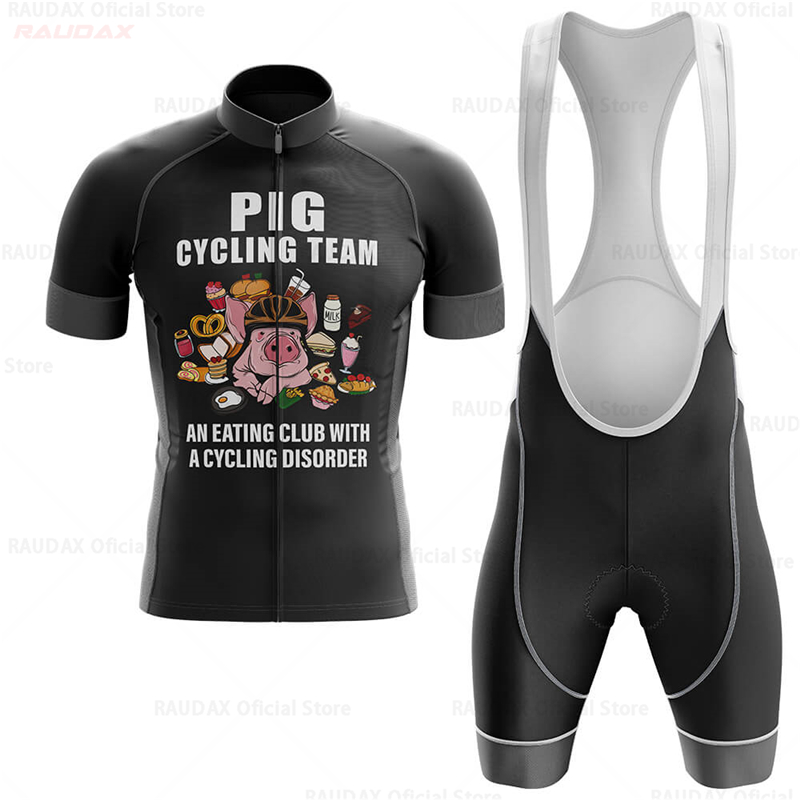 メンズ面白い豚柄アニメサイクリングジャージセット ピンクのロ - Cycling Commuter Shorts のレビューと価格