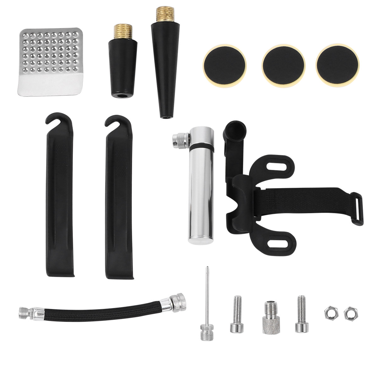 自転車用空気入れとパンク修理キット。小型で、素早く空気を入れ - Bike Pump Frame Mount のレビューと価格