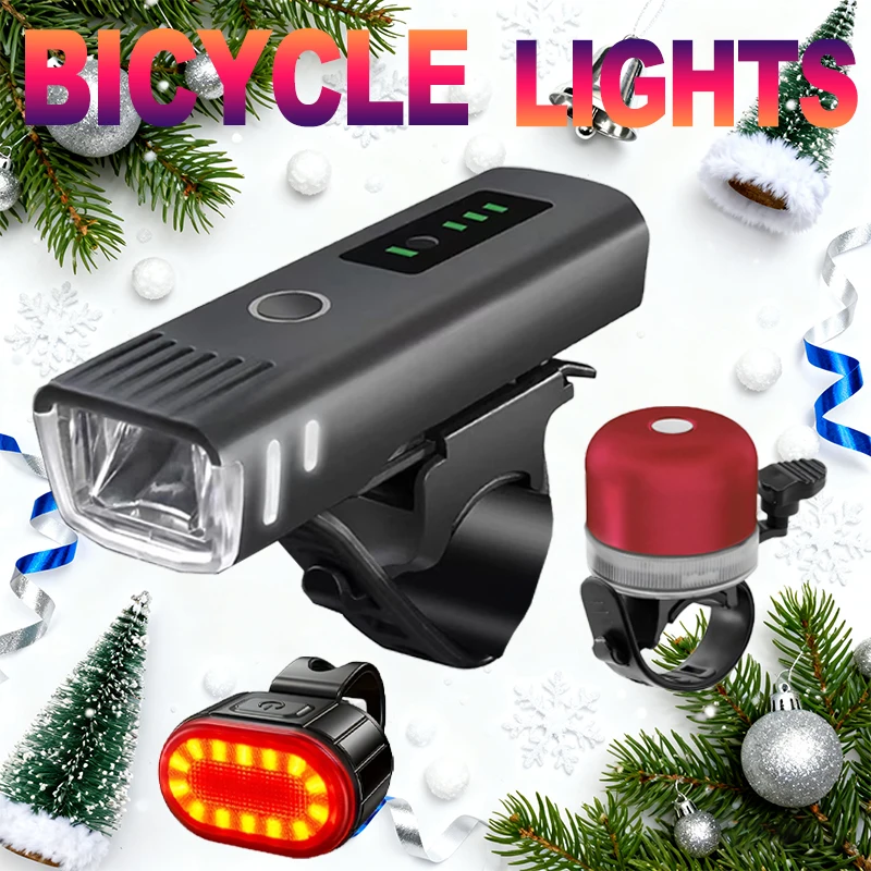 クリスマス自転車ライトセット USB充電式 LEDヘッドライ - Bike Light Front Rear のレビューと価格